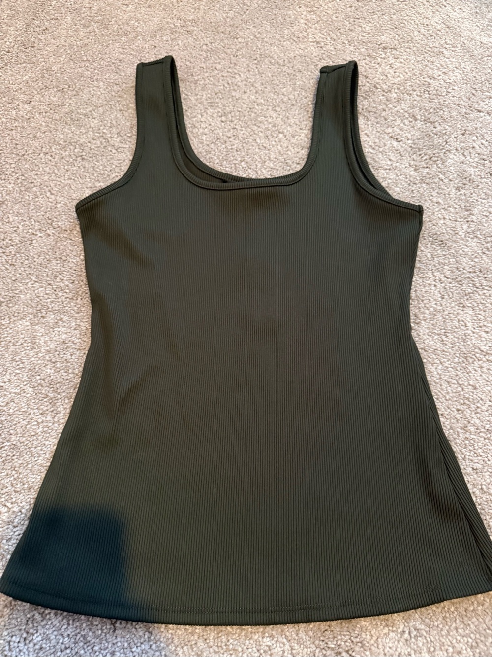 White House Black Market Olive Scoop Ribbed Tank